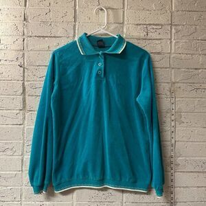 South Pint Janttzen  70s vintage Green/Blue velour Sweatshirt Top M